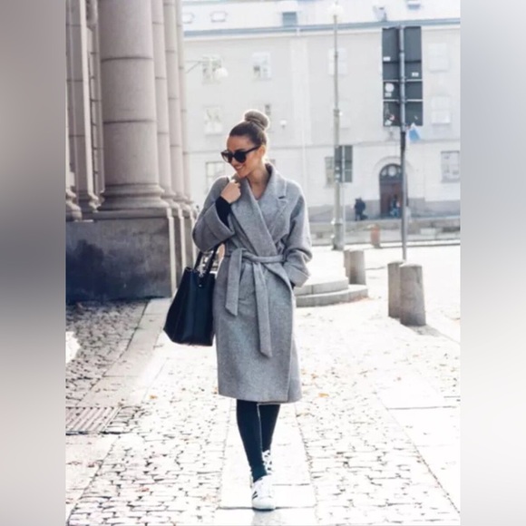 Zara Gray Belted Coat - Picture 6 of 15